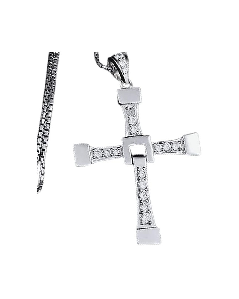 S925 Real Silver Fast X Dom's XL Size Cross Necklace ~ Toretto's Rotatable Necklace ~ Prestige set: Necklace+Metal box+Card+B...