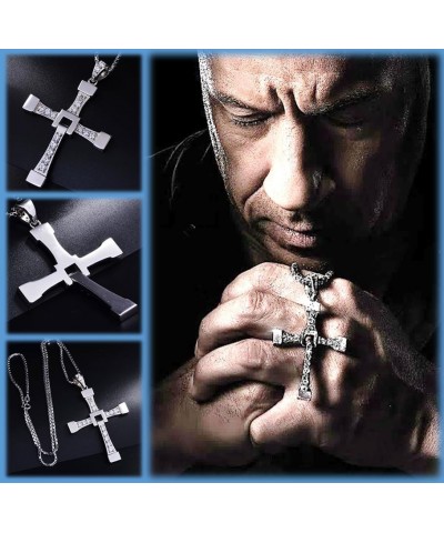 S925 Real Silver Fast X Dom's XL Size Cross Necklace ~ Toretto's Rotatable Necklace ~ Prestige set: Necklace+Metal box+Card+B...