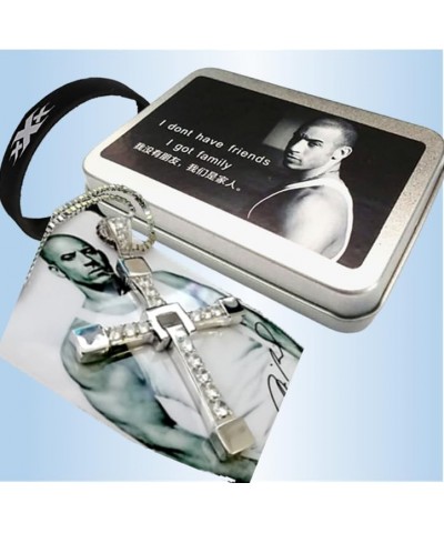 S925 Real Silver Fast X Dom's XL Size Cross Necklace ~ Toretto's Rotatable Necklace ~ Prestige set: Necklace+Metal box+Card+B...