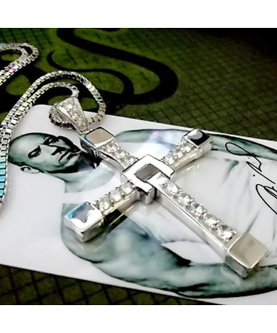 S925 Real Silver Fast X Dom's XL Size Cross Necklace ~ Toretto's Rotatable Necklace ~ Prestige set: Necklace+Metal box+Card+B...