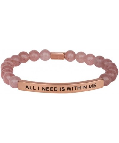 Hope Collection Unisex Stretchable Bracelets - (ALL I NEED IS WITHIN ME) Pink Quartz $15.98 Bracelets