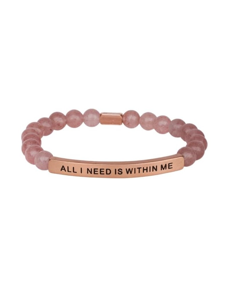 Hope Collection Unisex Stretchable Bracelets - (ALL I NEED IS WITHIN ME) Pink Quartz $15.98 Bracelets