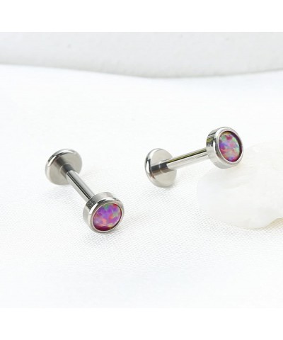 1pc/2pcs 16G 8mm/10mm G23 Titanium Internally Threaded 4mm Blue/Green/Pink/White/Purple Synthetic Opal Labret Monroe Lip Trag...