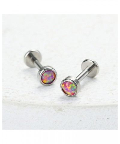 1pc/2pcs 16G 8mm/10mm G23 Titanium Internally Threaded 4mm Blue/Green/Pink/White/Purple Synthetic Opal Labret Monroe Lip Trag...