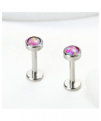 1pc/2pcs 16G 8mm/10mm G23 Titanium Internally Threaded 4mm Blue/Green/Pink/White/Purple Synthetic Opal Labret Monroe Lip Trag...