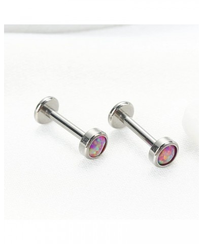 1pc/2pcs 16G 8mm/10mm G23 Titanium Internally Threaded 4mm Blue/Green/Pink/White/Purple Synthetic Opal Labret Monroe Lip Trag...