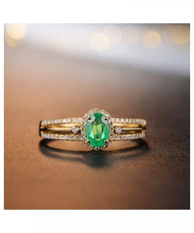 14K Solid Yellow Gold Natural Green Emerald Rings Diamonds Engagement Promise Band for Women Ladies emerald 3 $315.19 Rings