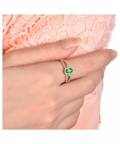 14K Solid Yellow Gold Natural Green Emerald Rings Diamonds Engagement Promise Band for Women Ladies emerald 3 $315.19 Rings