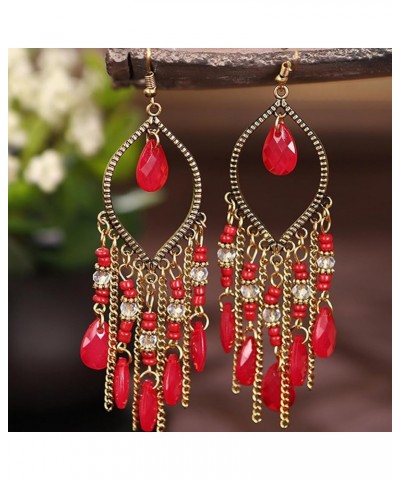 Bohemian Beaded Tassel Earring for Women Long Chandelier Earrings Ethnic Colorful Beads Dangle Earrings Indian Earrings for G...