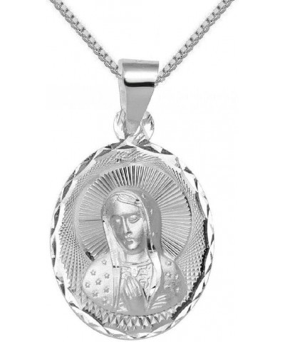 Sterling Silver Mother Mary Pendant, Italian Box Chain Pendant w/ 16" Box Chain $16.80 Necklaces