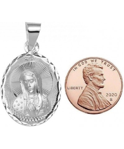 Sterling Silver Mother Mary Pendant, Italian Box Chain Pendant w/ 16" Box Chain $16.80 Necklaces