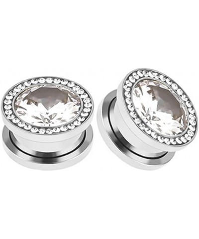 Silver Gauges Set, Stainless Steel Tunnels and Plugs Cubic Zirconia Round with Cubic Zirconia for Mother'S Day Ear Plugs and ...