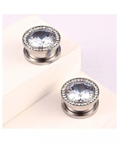 Silver Gauges Set, Stainless Steel Tunnels and Plugs Cubic Zirconia Round with Cubic Zirconia for Mother'S Day Ear Plugs and ...