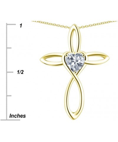 14k Yellow Gold Infinity Love Cross with Heart Stone Pendant Necklace White Topaz Yellow Gold $146.24 Necklaces