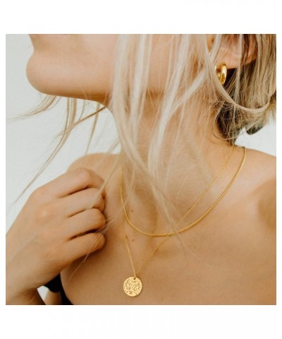 Constellation Pendant Necklace 14K Gold Plated Dainty Simple Round Disc Pendant Engrave Coin Necklace Minimalist Delicate Cus...