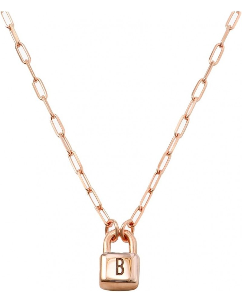 Oak&Luna - Personalized Initial Lock Necklace Rose Gold Vermeil $40.38 Necklaces