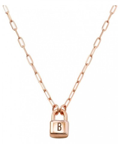 Oak&Luna - Personalized Initial Lock Necklace Rose Gold Vermeil $40.38 Necklaces