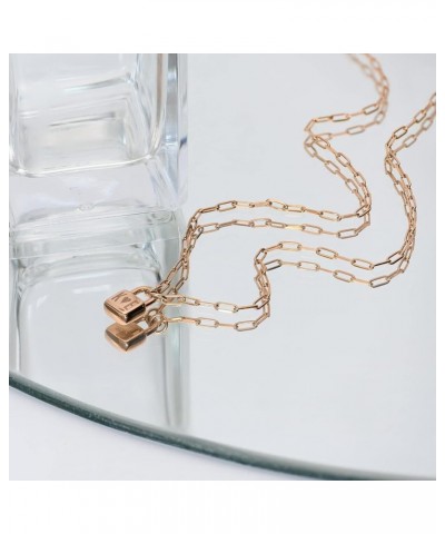 Oak&Luna - Personalized Initial Lock Necklace Rose Gold Vermeil $40.38 Necklaces