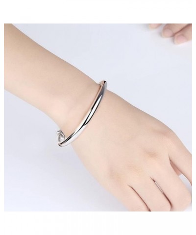 Sterling Silver Bangle Bracelets for Women,Fashion Jewelry Simple Adjustable 925 Silver Cuff Bangles for Women Mom Wife Valen...