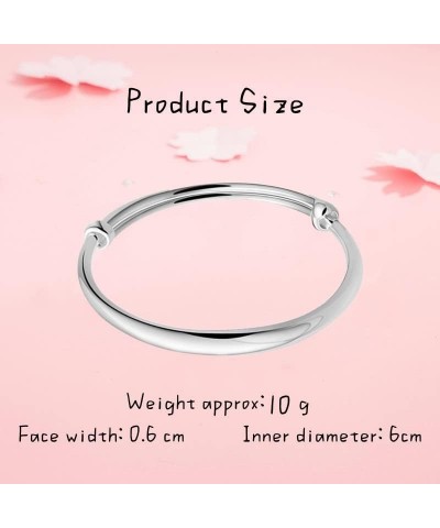 Sterling Silver Bangle Bracelets for Women,Fashion Jewelry Simple Adjustable 925 Silver Cuff Bangles for Women Mom Wife Valen...