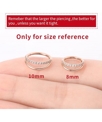 G23 Titanium 16G Cartilage Septum Hoop Piercing Jewelry Double Row Plated CZ Beads Conch Nose Rings Tragus for Women Men Girl...