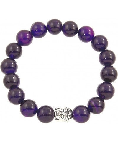 Buddha Energy Natural Stone Stretch Bracelet Purple Agate $8.54 Bracelets