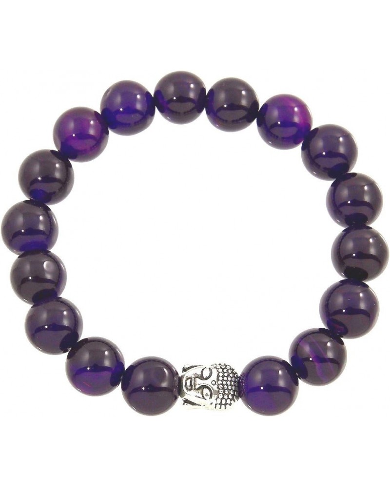 Buddha Energy Natural Stone Stretch Bracelet Purple Agate $8.54 Bracelets