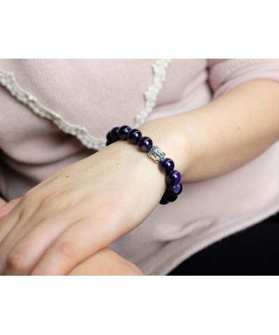 Buddha Energy Natural Stone Stretch Bracelet Purple Agate $8.54 Bracelets