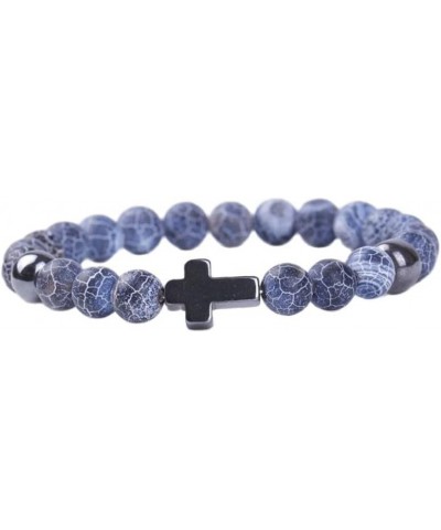 Cross Beads Bracelet Natural Stone Stretch Elastic Bracelet for Women Men Boy Girls Gifts Jewelry F $6.18 Bracelets