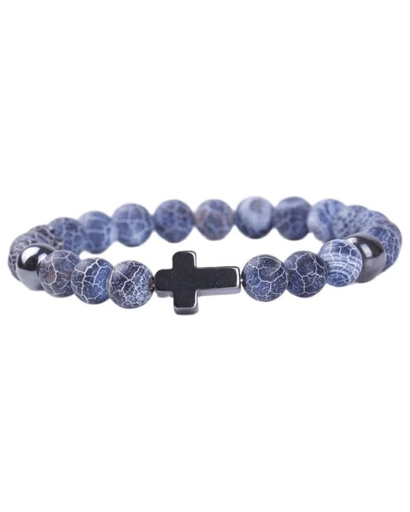 Cross Beads Bracelet Natural Stone Stretch Elastic Bracelet for Women Men Boy Girls Gifts Jewelry F $6.18 Bracelets