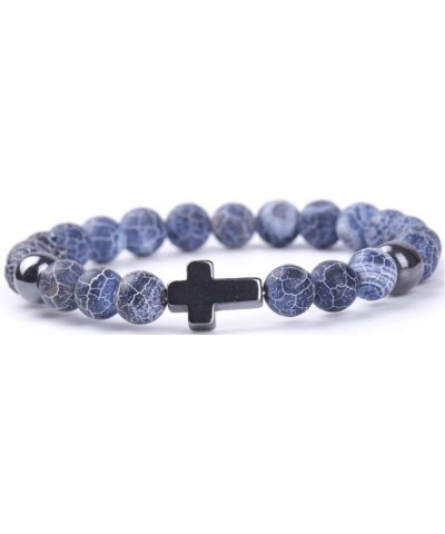 Cross Beads Bracelet Natural Stone Stretch Elastic Bracelet for Women Men Boy Girls Gifts Jewelry F $6.18 Bracelets