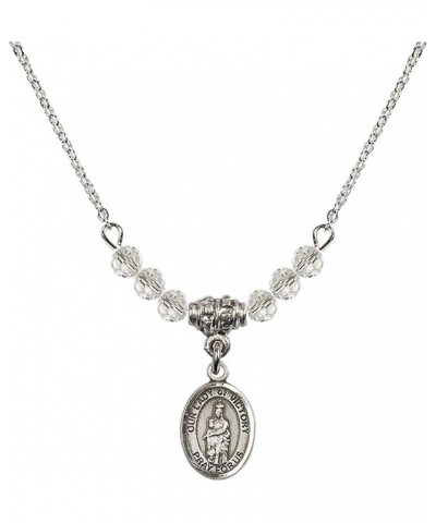 April Birth Month Bead Necklace with Catholic Patron Saint Petite Charm, 18 Inch Our Lady of Victory $32.44 Necklaces