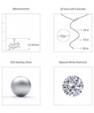 Elmas Round White Natural Diamond 925 Sterling Silver Horoscope Zodiac Pendant Stud Earrings for Women Aquarius Pendant $59.5...