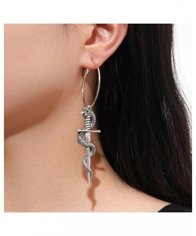 Dagger Earrings Rerto Sword Snake Dangle Earrings Ankh Cross Hook Earrings for Women Exaggeration Gothic Serpent Earrings Jew...