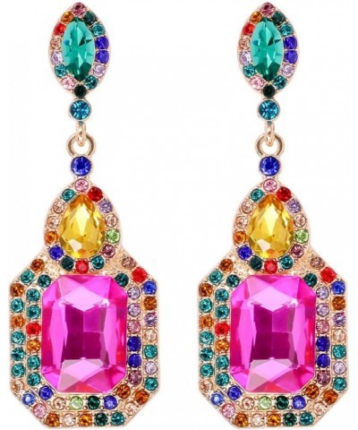 Rhinestone Statement Earrings Big Teardrop Costume Earrings for Women Colorful Crystal Drop Earrings for Girls Wedding Prom D...