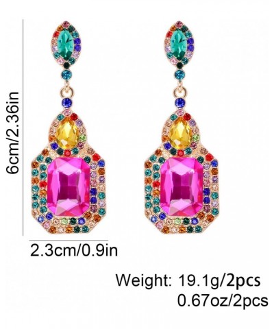 Rhinestone Statement Earrings Big Teardrop Costume Earrings for Women Colorful Crystal Drop Earrings for Girls Wedding Prom D...