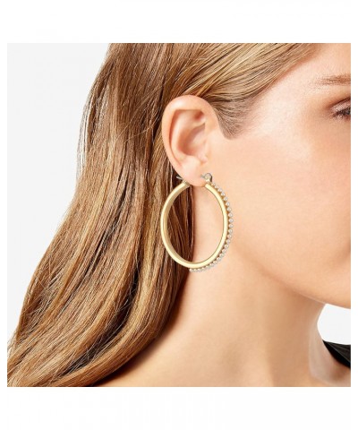 Rose Gold Faux Pearl Hoop Earrings $7.91 Earrings