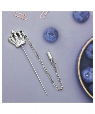 Royal Queen Crown Tiara Cross Faux Pearl Lapel Stick Pin Tie Hat Scarf Badge Brooch Silver with Chain $7.55 Brooches & Pins