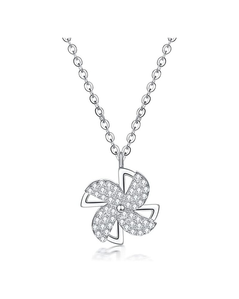 Dainty Rotatable CZ Windmill Charm Pendant Choker Necklace for Women Girls Delicate Link Chain Personalized Statement Necklac...