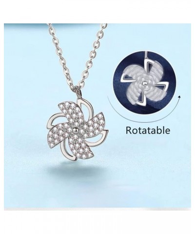 Dainty Rotatable CZ Windmill Charm Pendant Choker Necklace for Women Girls Delicate Link Chain Personalized Statement Necklac...