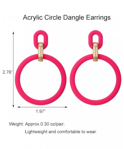 Acrylic Rectangle Earrings, Fashion Acrylic Square/Oval/Hoop Statement Drop Earrings for Women girls Hot Pink Hoop $6.35 Earr...