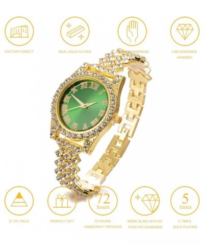 Diamonds Gold Watch Iced Out,Women's 18K Real Gold/Platinum White Gold Plated 36MM Width Green/Blue/Red Dial Quartz Wristband...