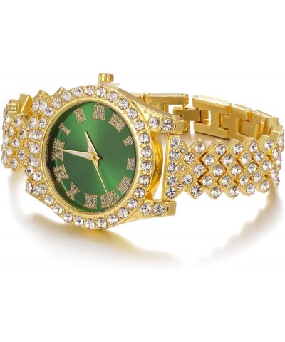 Diamonds Gold Watch Iced Out,Women's 18K Real Gold/Platinum White Gold Plated 36MM Width Green/Blue/Red Dial Quartz Wristband...