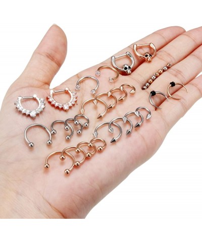 16G Septum Nose Rings Stainless Steel Variety of Sizes Horseshoe Rings Hinged Seamless Nose Hoop Ring Eyebrow Tragus Lip Ring...