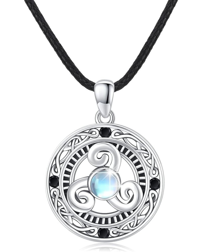 Celtic Triple Moon Goddess/Bee/Infinity Phoenix/Feather/Necklace 925 Sterling Silver Celtic Moonstone Pendant Necklace Triple...