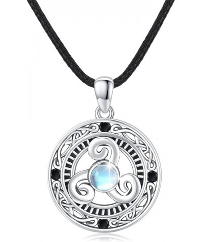 Celtic Triple Moon Goddess/Bee/Infinity Phoenix/Feather/Necklace 925 Sterling Silver Celtic Moonstone Pendant Necklace Triple...