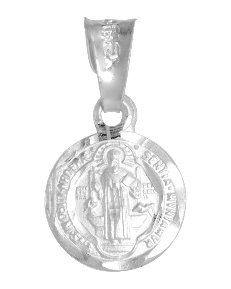 Tiny 7/16 inch Sterling Silver St Benedict Medal Pendant for Women Round $10.29 Pendants