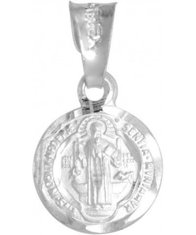 Tiny 7/16 inch Sterling Silver St Benedict Medal Pendant for Women Round $10.29 Pendants