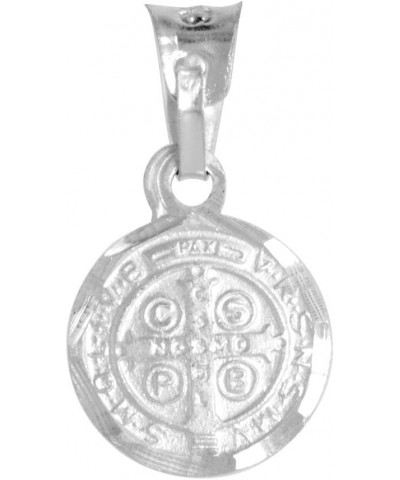 Tiny 7/16 inch Sterling Silver St Benedict Medal Pendant for Women Round $10.29 Pendants