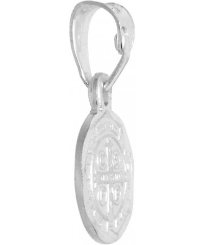 Tiny 7/16 inch Sterling Silver St Benedict Medal Pendant for Women Round $10.29 Pendants